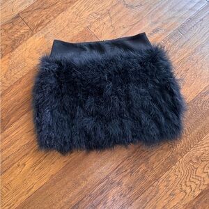 BCBGMaxAzria Michaela Black Turkey Feather Mini Skirt‎